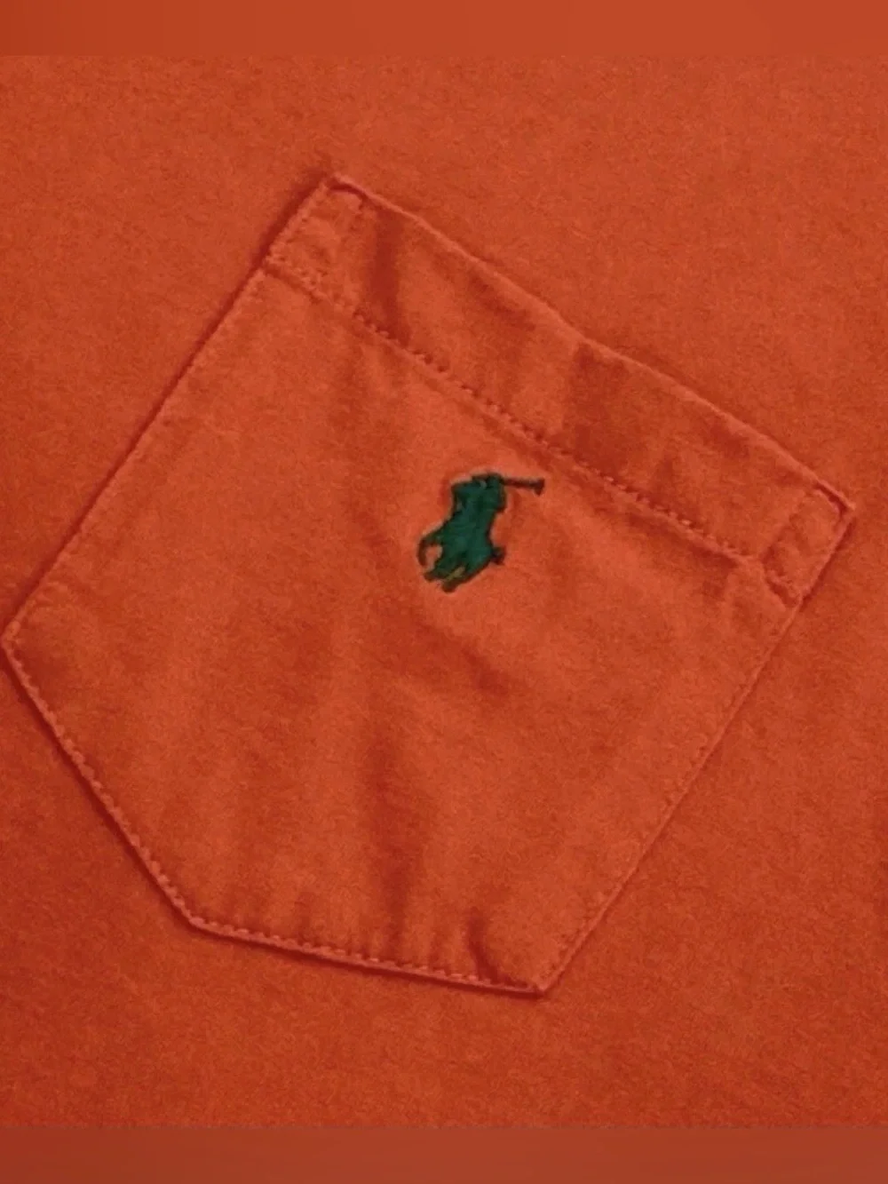 Polo Ralph Lauren Mens Small Orange Classic Fit Pocket T Shirt Green Pony